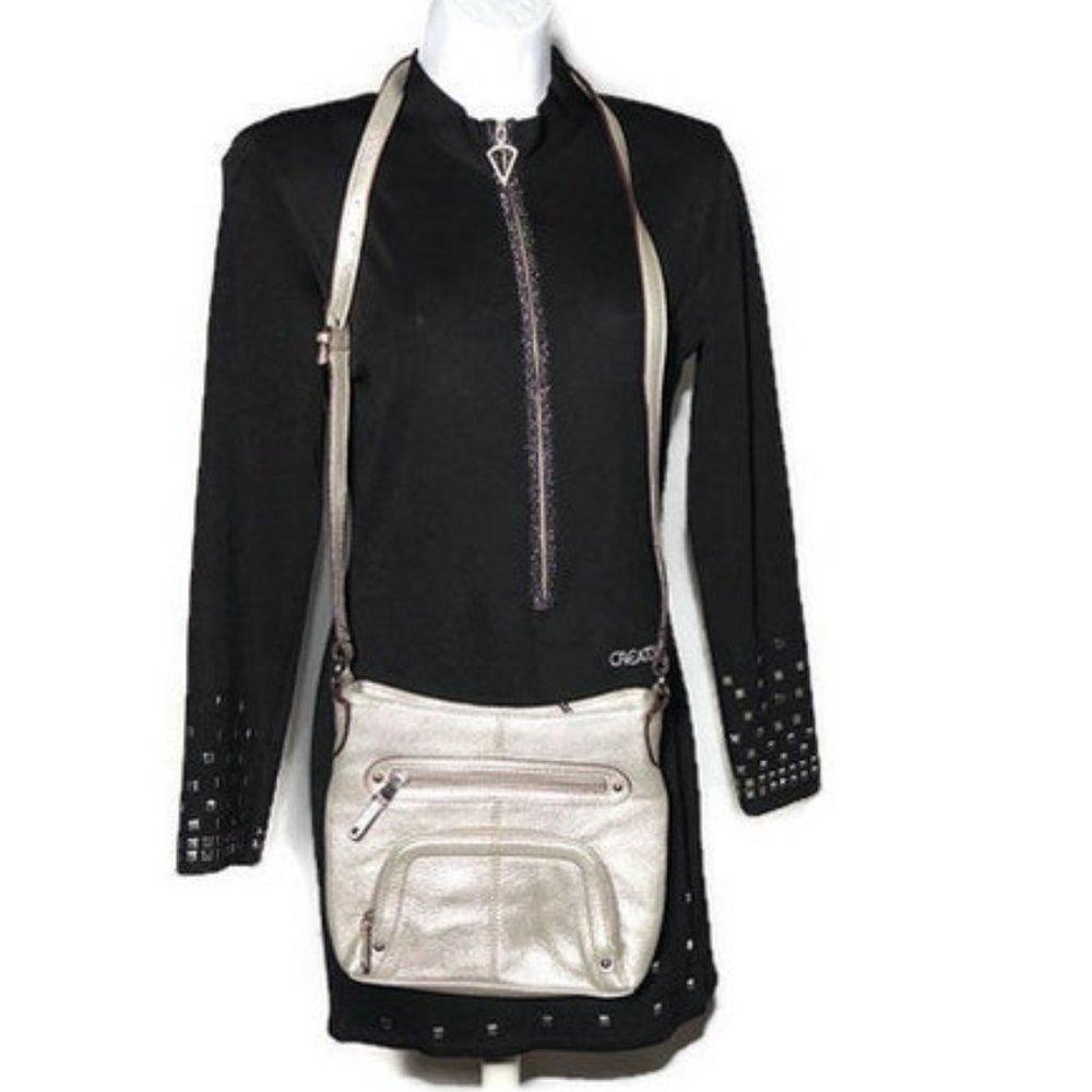 Tignanello Crossbody Bag Silver Metallic Purse